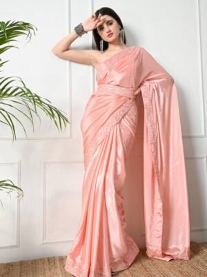 Ready to Wear Solid/Plain Bollywood Chiffon, Silk Blend Saree