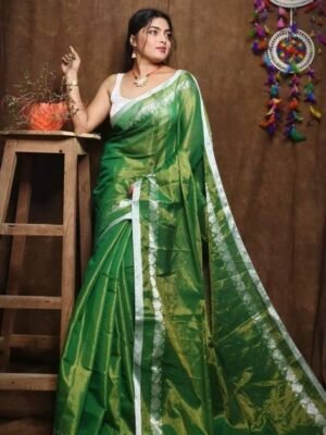 Ready to Wear Solid/Plain Handloom Tissue Saree