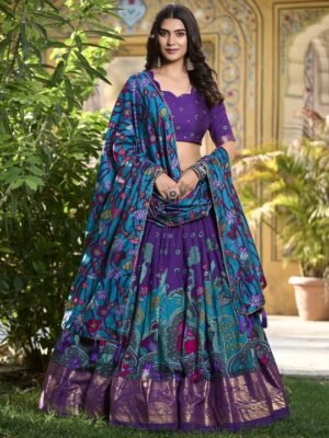 Printed Kalamkari Ready to Wear Lehenga & Unstitched Blouse With Dupatta