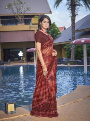 Ready to Wear Embellished, Ombre Bollywood Lycra Blend Saree