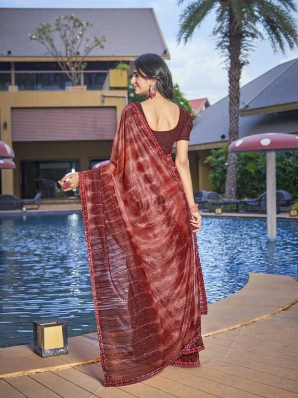 Ready to Wear Embellished, Ombre Bollywood Lycra Blend Saree