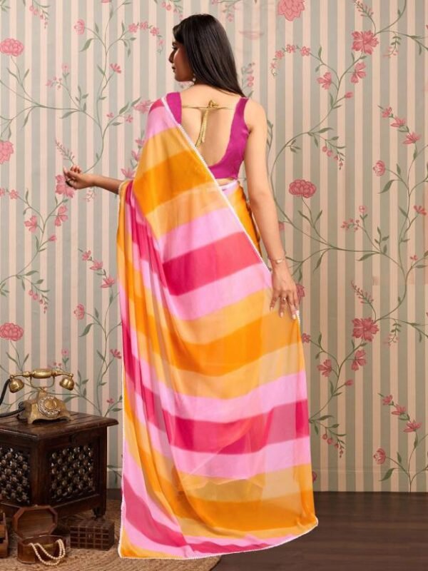 Ready to Wear Polka Print, Digital Print, Printed, Woven, Striped, Color Block Bollywood Georgette, Chiffon Saree