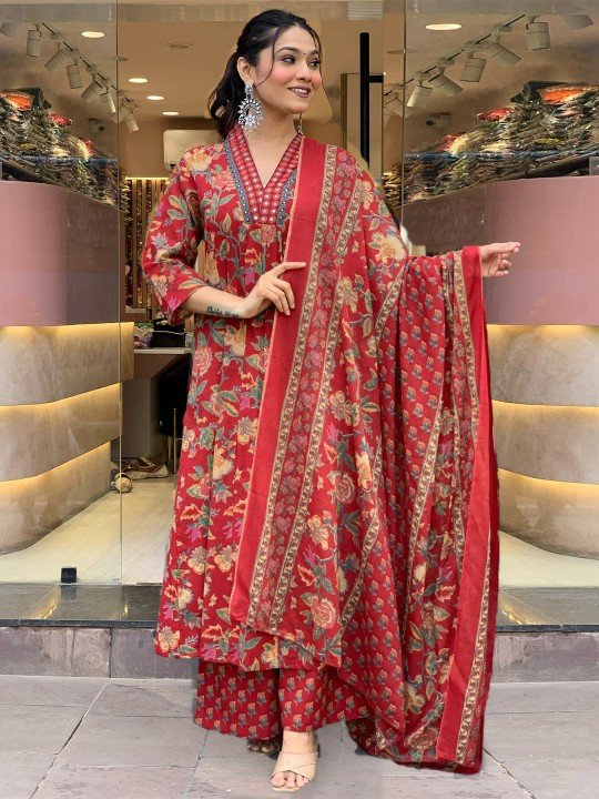 Latest Red Anarkali Kurta for Weddings under 1000