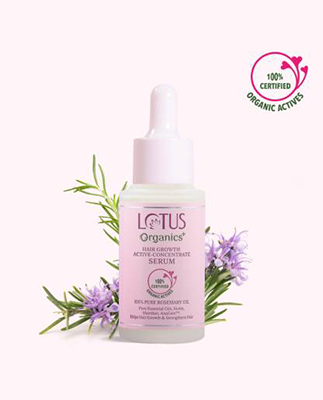 Lotus Organics+ Hair Growth Active Concentrate Serum |Made with 100% Organic Rosemary Oil (28 ml)