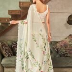 Ready To Wear Off White Floral Saree