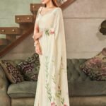 Ready To Wear Off White Floral Saree