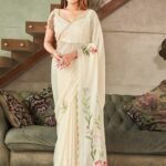 Ready To Wear Off White Floral Saree