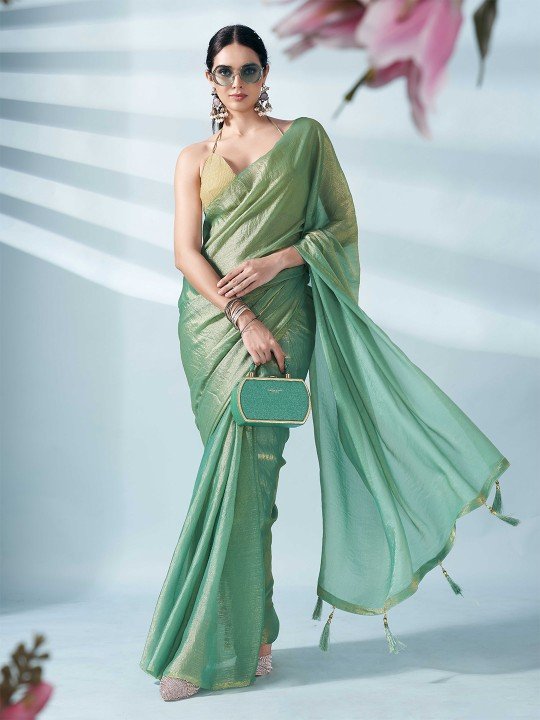 Ready to Wear Two Tone Poly Chiffon Saree