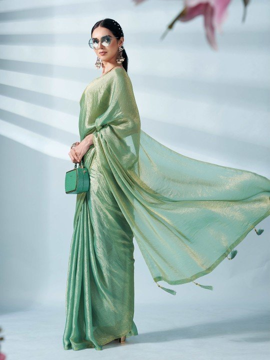 Ready to Wear Two Tone Poly Chiffon Saree