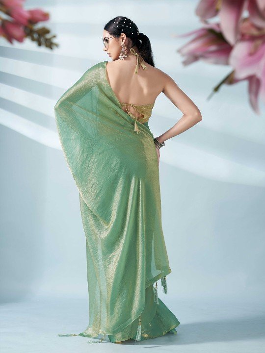 Ready to Wear Two Tone Poly Chiffon Saree