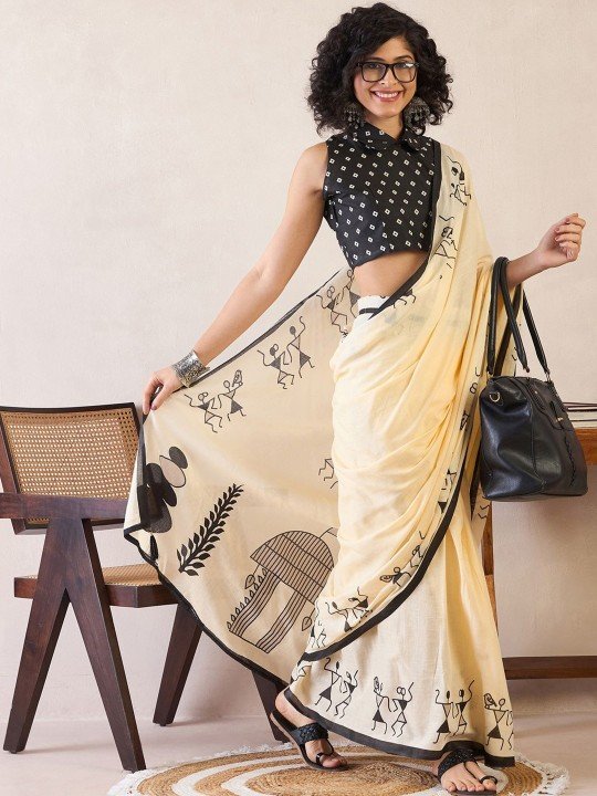 Saree Mall Warli Ready To Wear Bagh Sarees for Women Under 2000