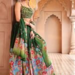 green lehenga choli women -2