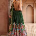 green lehenga choli women -3