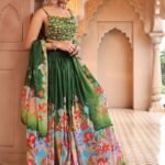 green lehenga choli women -4