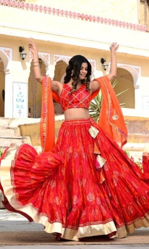 Red lehenga women