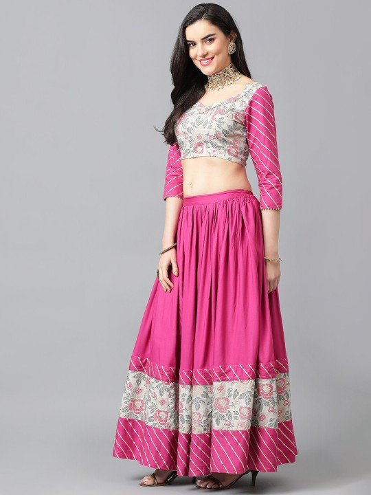 Gotta Patti Pink Lehenga for Women Online Under 2000