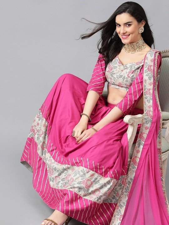 Gotta Patti Pink Lehenga for Women Online Under 2000