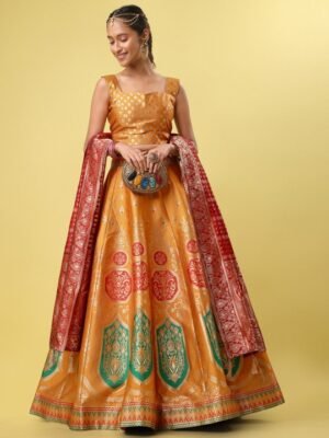 Buy Yellow Color Silk Lehenga for Women