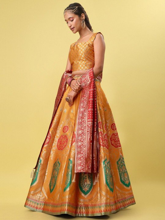 Buy Yellow Color Silk Lehenga for Women