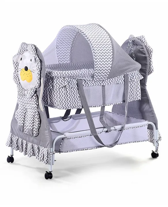 Fab N Funky Baby Cradle With Mosquito Net & Storage Lion Shaped