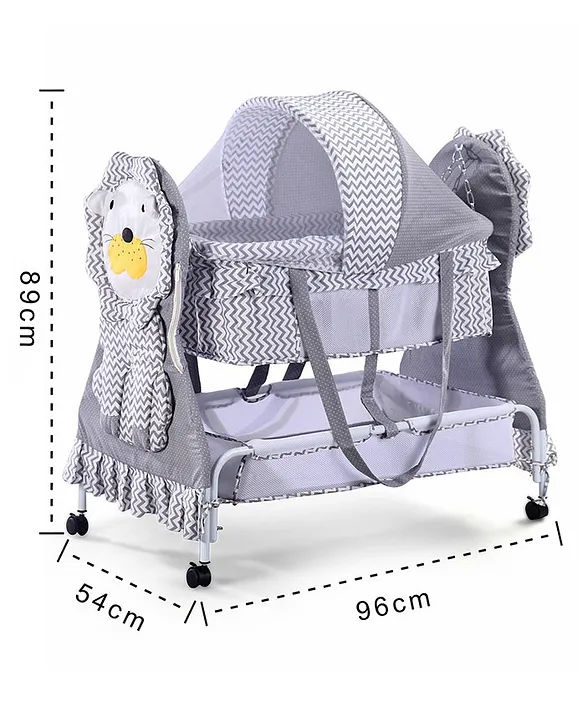 Fab N Funky Baby Cradle With Mosquito Net & Storage Lion Shaped