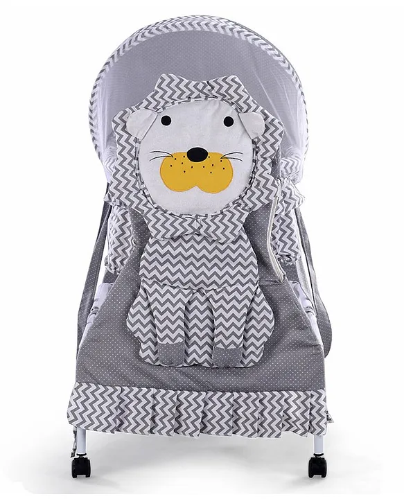Fab N Funky Baby Cradle With Mosquito Net & Storage Lion Shaped