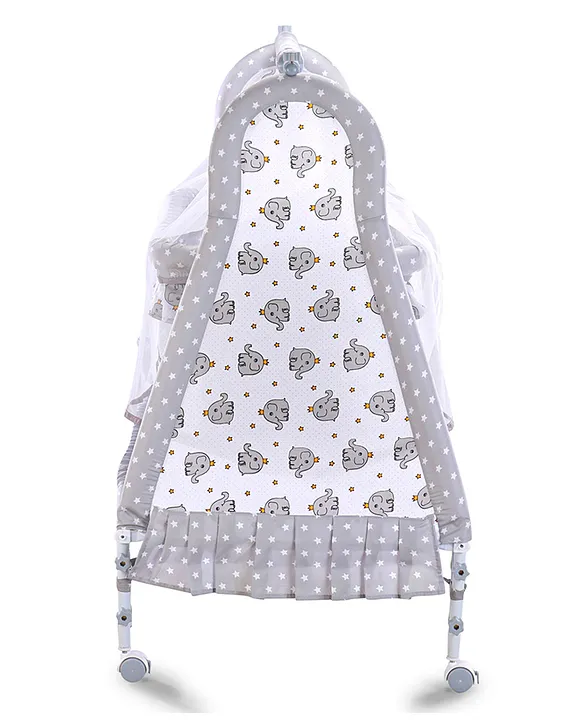 Fab N Funky Bear Face Baby Cradle With Masquito Net & Storage