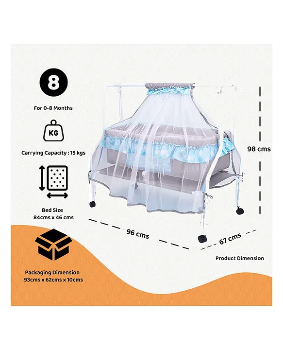 Kiddery Ares Cradle For Baby With Mosquito Protection Net