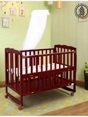 Babyhug Montana Wooden Cot Cum Rocker with Mosquito Net