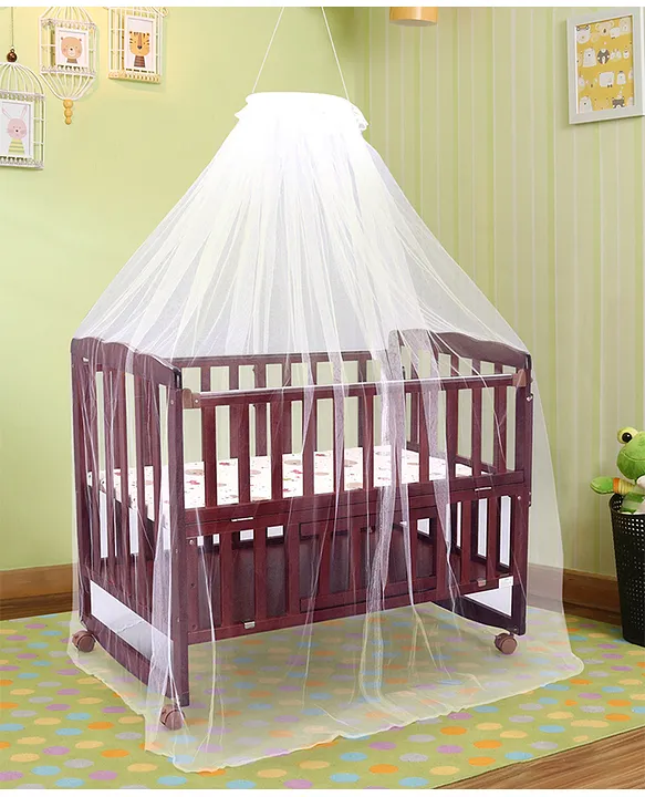 Babyhug Montana Wooden Cot Cum Rocker with Mosquito Net