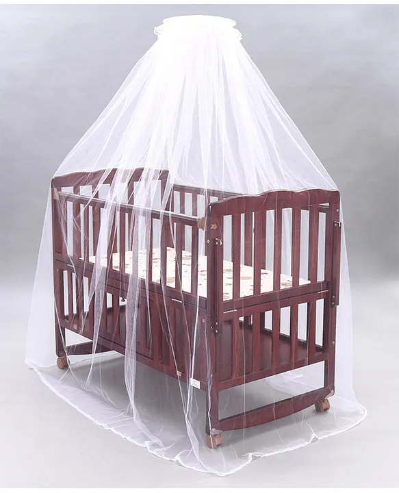 Babyhug Montana Wooden Cot Cum Rocker with Mosquito Net