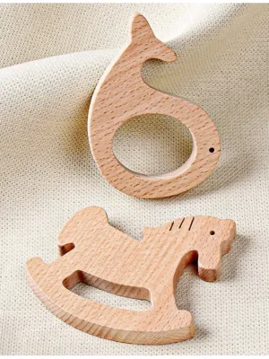 Babyhug Natural Steam Beech Wood Teether Pack of 2