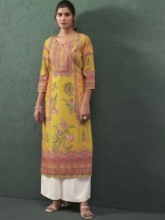 Anouk Printed Kurta for Women under 1000 - Notch-Neck Kurta