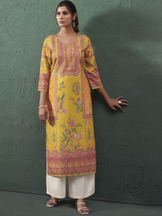 Anouk Printed Kurta for Women under 1000 - Notch-Neck Kurta