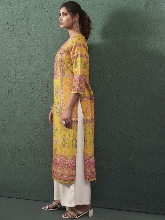 Anouk Printed Kurta for Women under 1000 - Notch-Neck Kurta
