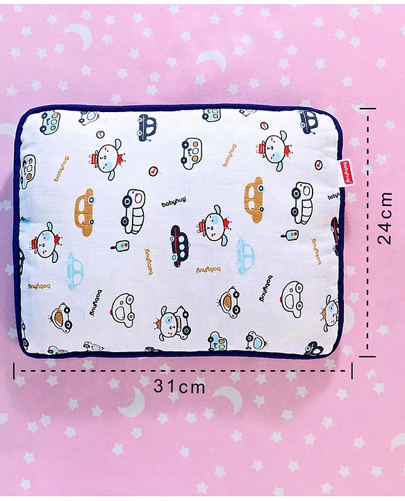 Babyhug Cotton Head Shaping 1 Kg Mustard Seeds/Rai Pillow Car Print - Navy Blue
