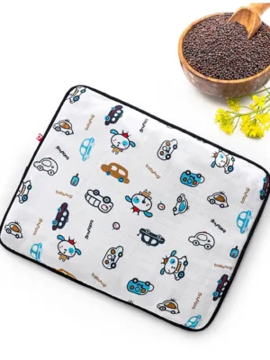 Babyhug Cotton Head Shaping 1 Kg Mustard Seeds/Rai Pillow Car Print - Navy Blue