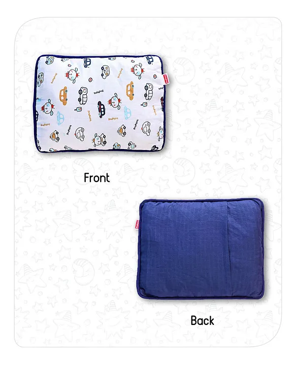 Babyhug Cotton Head Shaping 1 Kg Mustard Seeds/Rai Pillow Car Print - Navy Blue