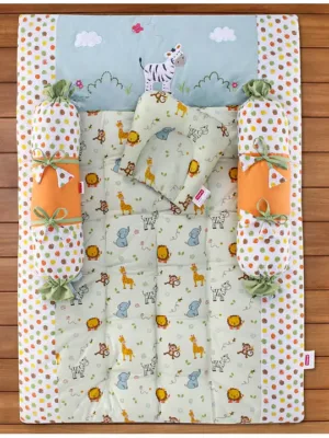 Babyhug Premium Cotton Bedding Set Jungle Theme Pack of 4 - Multicolor