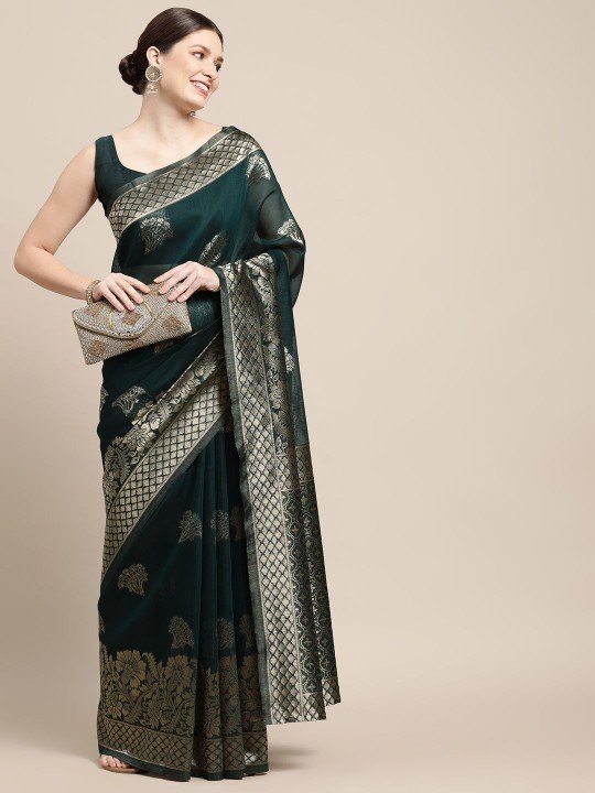 Anouk Rustic Woven Design Zari Pure Cotton Banarasi Saree