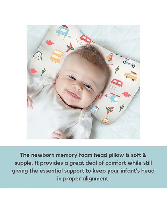 Elementary Premium Memory Foam Head Shaping Pillow Cars, Plane, Game Theme - Multicolor