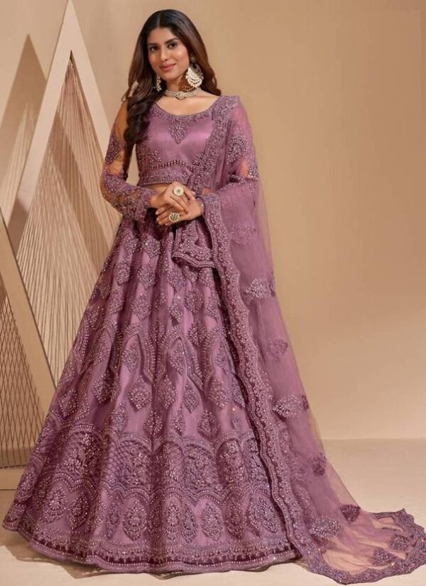 Cute Fellow Embroidered Semi Stitched Lehenga Choli  (Purple)