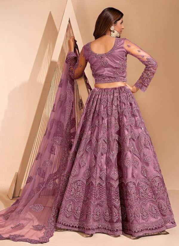 Cute Fellow Embroidered Semi Stitched Lehenga Choli  (Purple)