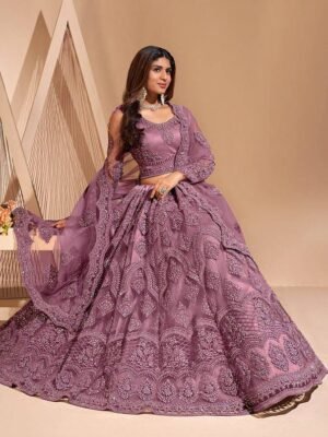 Cute Fellow Embroidered Semi Stitched Lehenga Choli  (Purple)