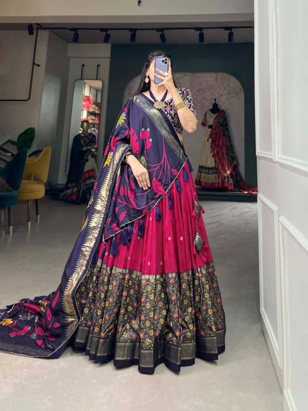 Pal Enterprise  Floral Print, Self Design Semi Stitched Lehenga Choli  (Multicolor)