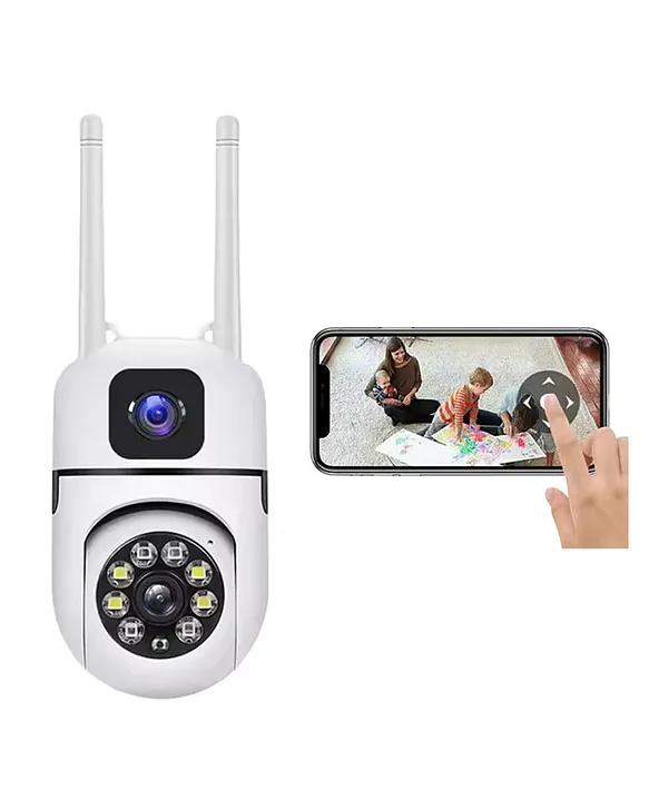 IFITech 4MP Dual Lens Smart Home Security WiFi Camera | External Antenna | 2 Megapixel Each Lens