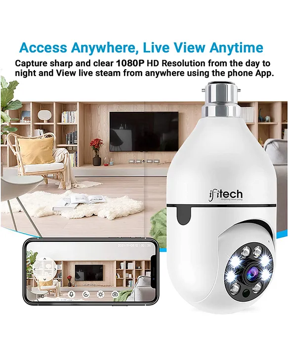 IFITech Bulb Shape Indoor HD 1080P (2MP) CCTV WiFi Camera
