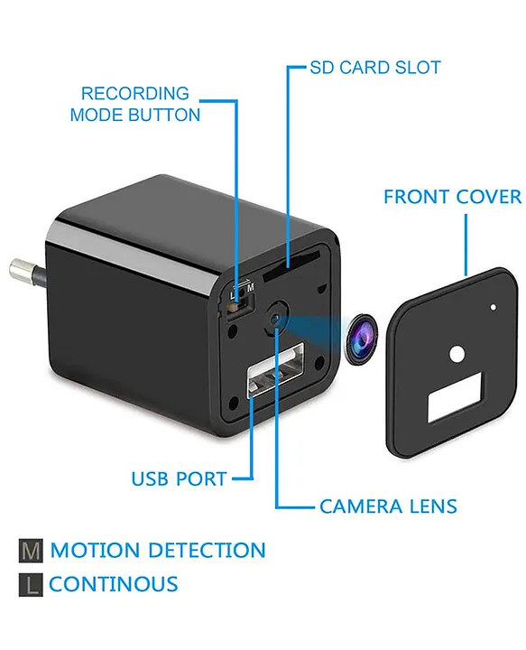 IFITech IFIADPTCAM 1080P Hidden Compact Camera Cum Charger - Black