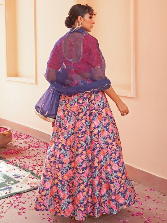 KALINI Printed Sequinned Ready to Wear Lehenga & Blouse With Dupatta