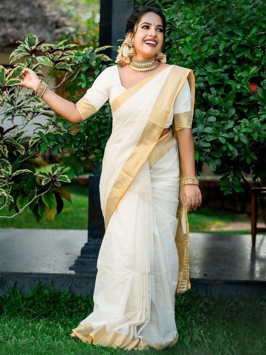 SUPERLAXMI Zari Silk Cotton Designer Kasavu Saree